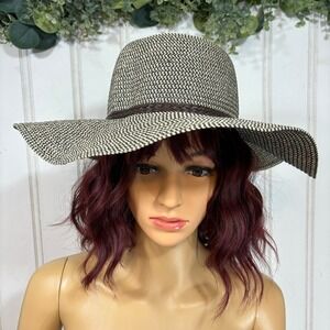 Sunlily Sun Hat Roll n Go Wide Brim Beige Black Woven Coast Beach Summer Boho